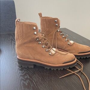 Marc Fisher Brown Suede Lace-Up Boots